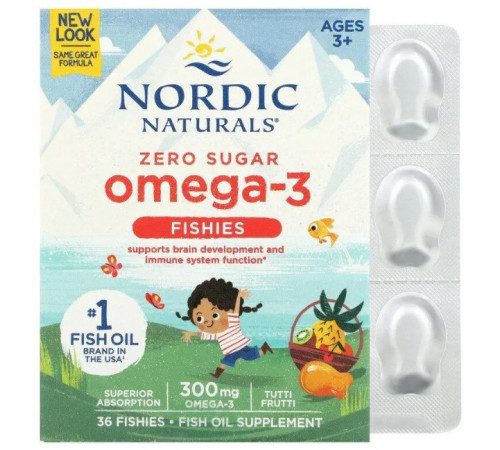 Риб'ячий жир для дітей Nordic Naturals Omega-3 Fishies 300 мг 36 желе Фрукти