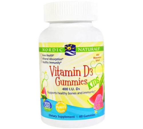 Вітамін D3 для дітей Nordic Naturals Vitamin D3 400 МЕ 60 жув. таб кавун