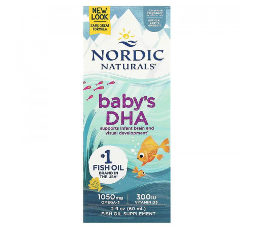 Рідкий жир для дітей + Д3 Nordic Naturals Baby's DHA 60 мл