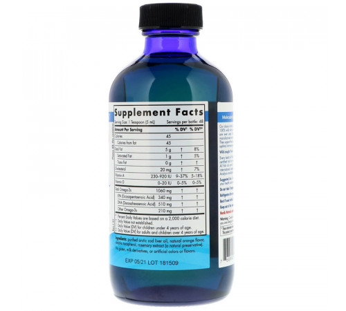 Риб'ячий жир з печінки тріски Nordic Naturals Arctic Cod Liver Oil 237 мл Апельсин