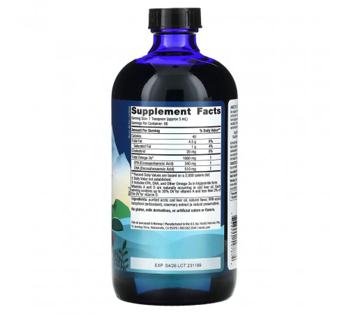 Риб'ячий жир з печінки тріски Nordic Naturals Cod Liver Oil 473 мл Апельсин