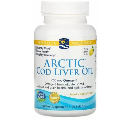 Риб'ячий жир з печінки тріски Nordic Naturals Cod Liver Oil 1000 мг 90 капсул Лимон