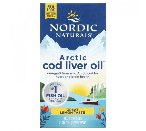 Риб'ячий жир з печінки тріски Nordic Naturals Cod Liver Oil 1000 мг 180 капсул Лимон