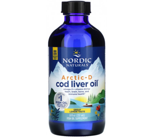 Риб'ячий жир із печінки тріски + Д3 Nordic Naturals Arctic-D Cod Liver Oil 237 мл Лимон
