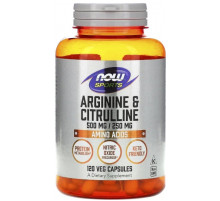 Аргінін та цитрулін Now Foods Arginine & Citrulline Sports 500 мг/250 мг 120 вег капс