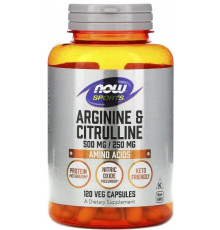 Аргінін та цитрулін Now Foods Arginine & Citrulline Sports 500 мг/250 мг 120 вег капс