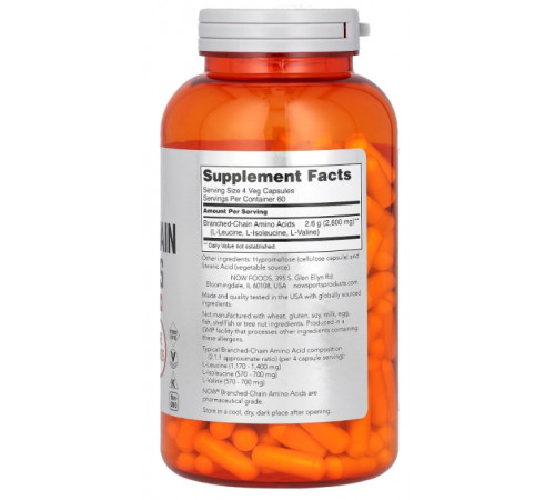 BCAA амінокислоти Now Foods Amino Acids Sports 240 капс