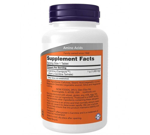 L-карнітин Now Foods L-Carnitine 1000 мг 50 таб