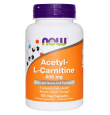 Ацетил карнітин Now Foods Acetyl-L-Carnitine 500 мг 100 капсул
