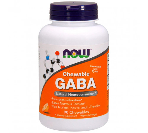 ГАМК Гамма-аміномасляна кислота Now Foods GABA 90 жев таб апельсин