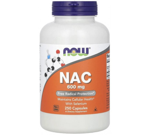 Ацетилцистеїн Now Foods NAC 600 мг 250 вегетаріанських капсул
