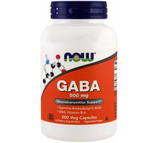 Гамма-аміномасляна кислота Now Foods GABA 500 мг 200 вег капсул