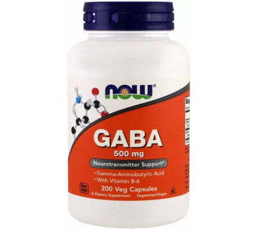Гамма-аміномасляна кислота Now Foods GABA 500 мг 200 вег капсул