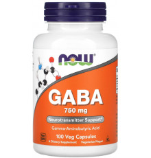 Гамма-аміномасляна кислота 750 мг Now Foods GABA 100 капс
