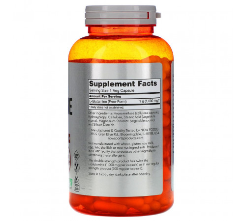 L-глютамін Now Foods L-Glutamine Sports 1000 мг 240 вег капсул
