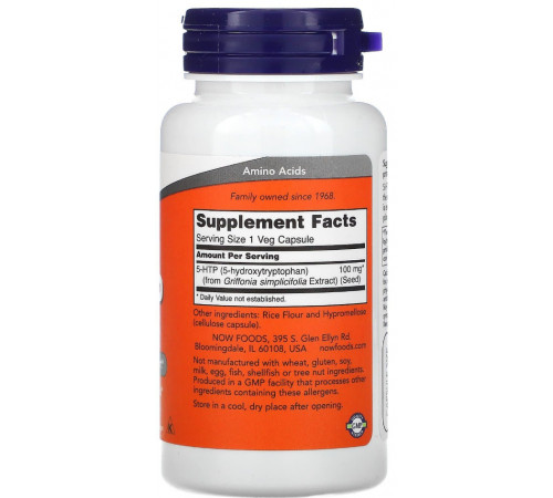 5-гидрокситриптофан 100 мг Now Foods 5-HTP 60 капс
