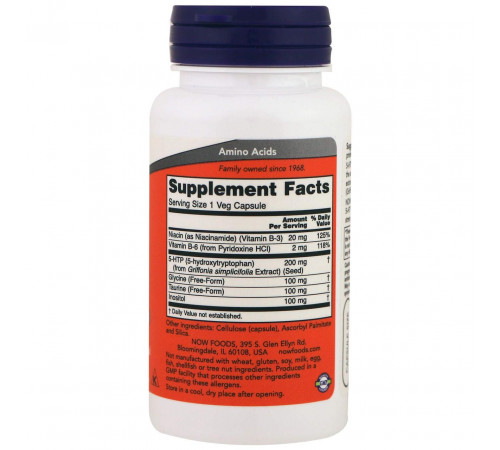 5-гідрокситриптофан Now Foods 5-HTP 200 мг 60 вег капсул