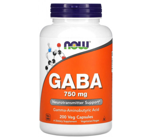 Габа гамма-аміномасляна кислота Now Foods GABA 750 мг 200 капс
