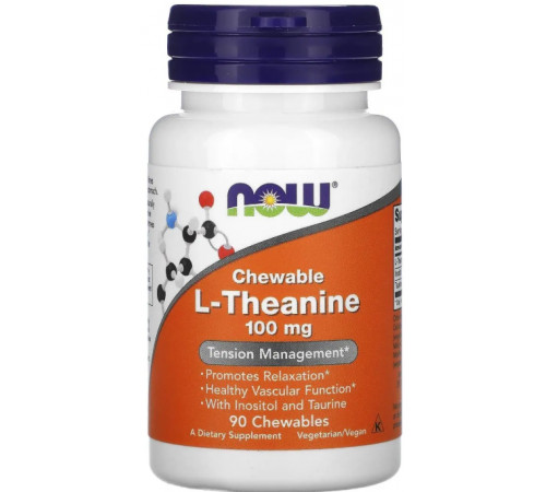 L-теанін жувальний Now Foods Chewable L-Theanine 90 жев таб