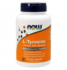 Тирозин Now Foods L-Tyrosine 750 мг 90 вегетаріанських капсул