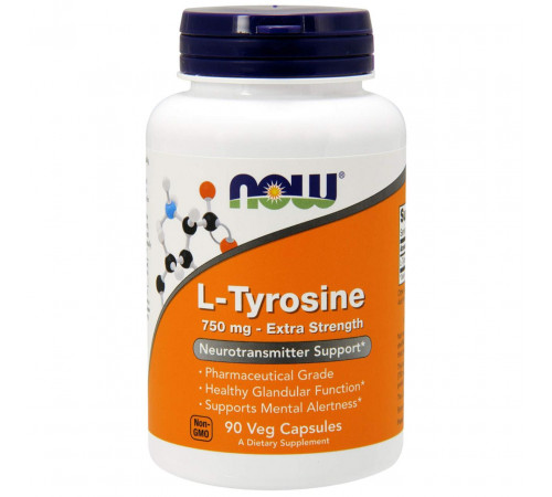 Тирозин Now Foods L-Tyrosine 750 мг 90 вегетаріанських капсул
