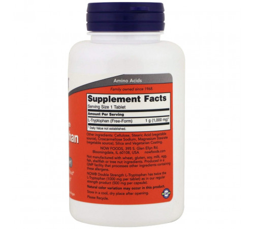 Триптофан  Now Foods L-Tryptophan 1000 мг 60 таблеток