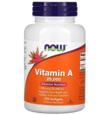 Вітамін А Now Foods Vitamin A 7500 мкг (25000 МЕ) 250 капсул