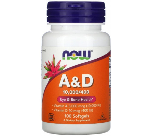 Витамины А и Д Now Foods Vitamins A&D 100 гелевых капсул