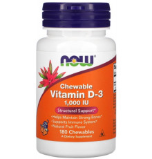 Вітамін Д-3 Now Foods Vitamin D-3 1000 МЕ 180 жувальних таблеток Фрукти