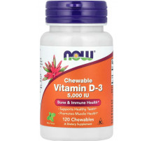 Витамин Д-3 5000 жевательный Now Foods Vitamin D-3 120 таб мята