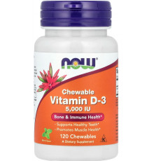 Вітамін Д-3 5000 жувальний Now Foods Vitamin D-3 120 таб м'ята