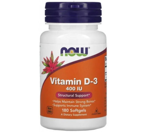 Вітамін Д3 Холекальциферол Now Foods Vitamin D-3 400 МЕ 180 капсул