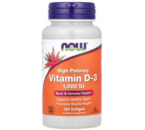 Витамин Д-3 высокоэффективный Now Foods Vitamin D-3 180 капс