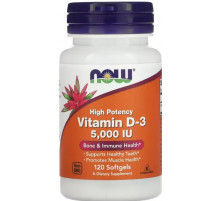Витамин Д-3 холекальциферол Now Foods Vitamin D-3 125 мкг 5000 МЕ 120 капс