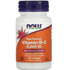 Витамин Д-3 холекальциферол Now Foods Vitamin D-3 125 мкг 5000 МЕ 120 капс