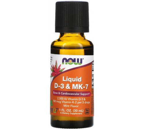Витамин Д3 МК-7 Now Foods Liquid D-3 & MK-7 30 мл