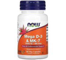 Вітамін D3 з вітаміном К2 Now Foods МК-7 Mega D-3 & MK-7 180 мкг 60 вег капс