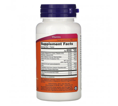 Витамины В-50 комплекс Now Foods B-50 100 таб
