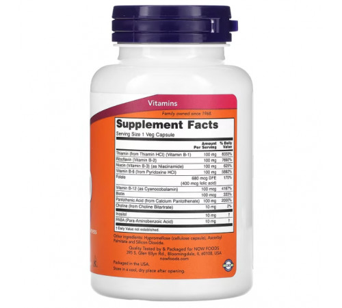Витамины группы В-100 Now Foods Nervous System Health 100 вег капс