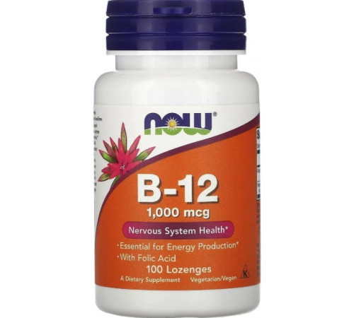 Вітамін В12 та фолієва кислота Now Foods B-12 With Folic Acid 1000 мкг 100 цук