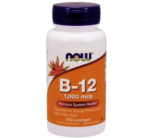 Вітамін В-12 і фолієва кислота Now Foods Vitamin B-12/Folic Acid 1000 мкг 250 льод