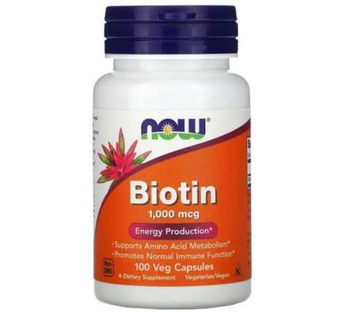 Біотин для волосся Now Foods Biotin 1000 мкг 100 вег капсул