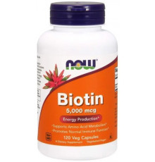 Біотин від випадіння волосся Now Foods Biotin 5000 мкг 120 вег капсул