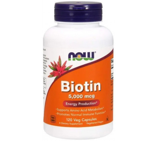 Біотин від випадіння волосся Now Foods Biotin 5000 мкг 120 вег капсул