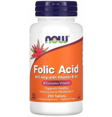 Фолієва кислота + вітамін В-12 NOW Folic Acid Vitamin B-12 250 таб