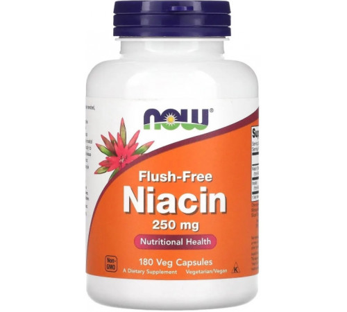 Ніацин (Вітамін В3) Now Foods Flush-Free Niacin250 мг 180 вег капс