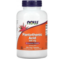 Пантотенова кислота Now Foods Pantothenic Acid 500 мг 250 рослинних капсул