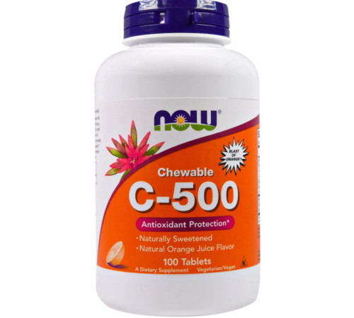 Вітамін С Now Foods Chewable C-500 100 жов таб апельсин
