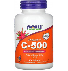 Вітамін С-500 Now Foods Chewable Vitamin C вишневий та ягідний смак 100 таб