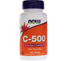 Вітамін С (аскорбінова кислота)  Now Foods  Vitamin C with Rose Hips 500 мг 100 таб